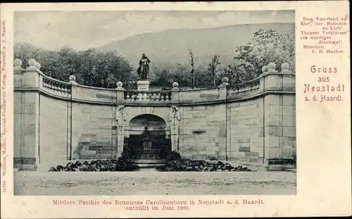 Ak Neustadt an der Haardt Neustadt an der Weinstraße, Brunnen Carolinenborn