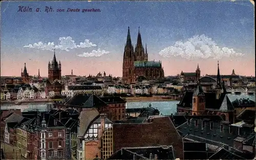 Ak Köln am Rhein, Stadt von Deutz gesehen, Dom
