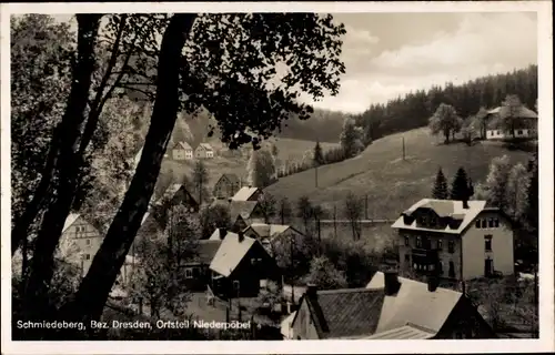 Ak Niederpöbel Schmiedeberg im Erzgebirge, Teilansicht, Häuser