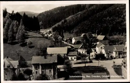 Ak Niederpöbel Schmiedeberg im Erzgebirge, Straßenpartie, Teilansicht