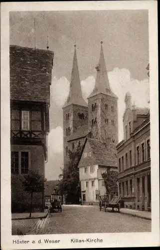 Ak Höxter an der Weser, Straßenpartie mit Kilian-Kirche