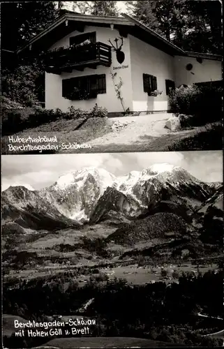 Foto Ak Schönau am Königssee Oberbayern, Gesamtansicht, Berchtesgaden, Hubertushäusl, Hoher Göll