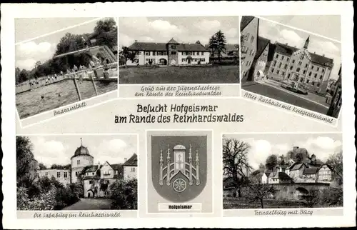 Ak Hofgeismar in Nordhessen, Wappen, Bad, Rathaus, Trendelburg mit Burg, Sababurg, Jugendherberge