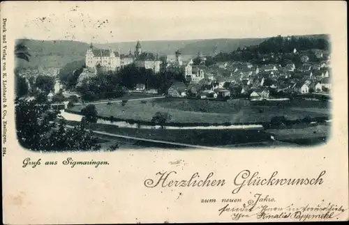 Ak Sigmaringen an der Donau Baden Württemberg, Gesamtansicht, Neujahr