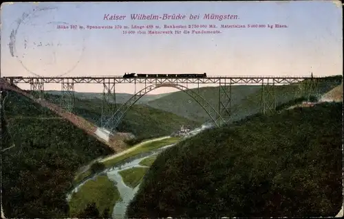 Ak Müngsten an der Wupper Wuppertal, Kaiser Wilhelm-Brücke