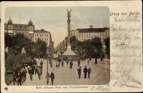 Ak Berlin Kreuzberg, Belle Alliance-Platz und Friedrichstraße