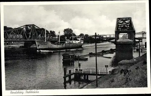 Ak Rendsburg in Schleswig Holstein, Drehbrücke