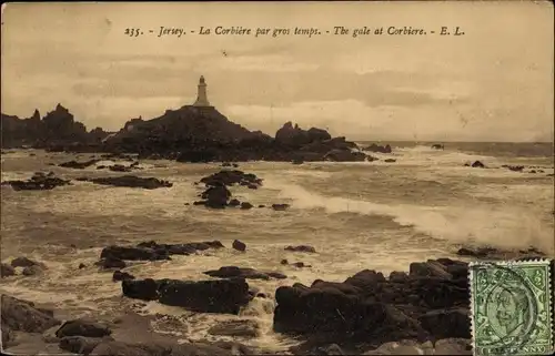 Ak Jersey Kanalinseln, La Corbiere par gros temps