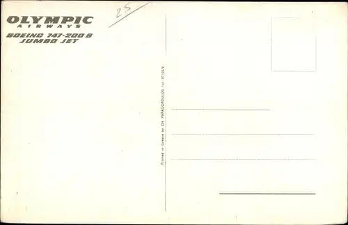 Ak Griechisches Passagierflugzeug, Boeing 747 200 B Jumbo Jet, Olympic Airways