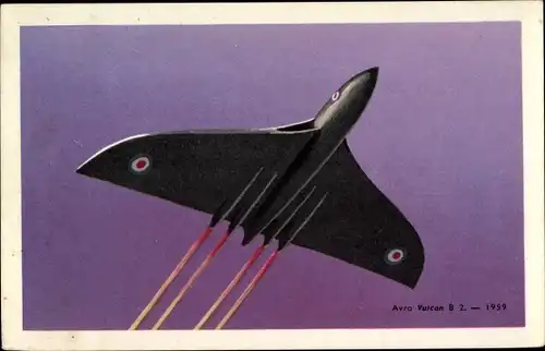 Künstler Ak Britisches Militärflugzeug Avro Vulcan B 2 1959