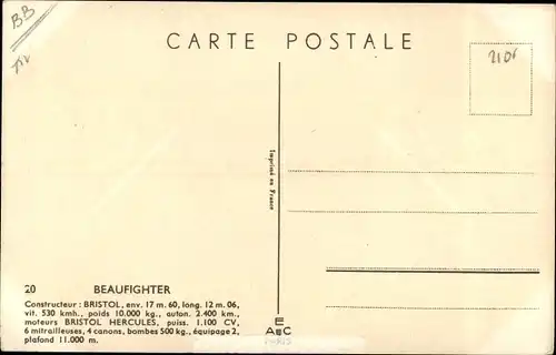 Künstler Ak Britisches Militärflugzeug Bristol Beaufighter