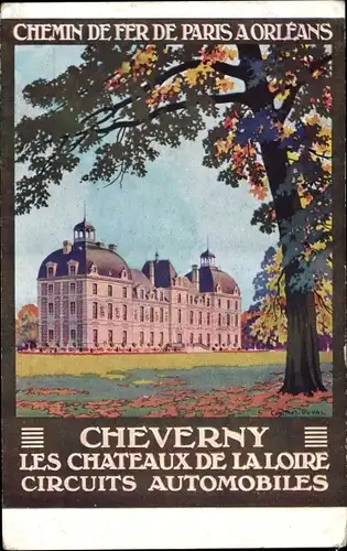 Künstler Ak Duval, C., Cour-Cheverny Loir-et-Cher, Les Chateaux de la Loire, Circuits Automobiles