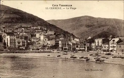Ak Cerbère Pyrénées-Orientales, Côte Vermeille, la Plage