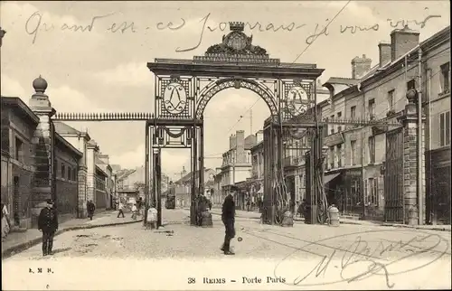 Ak Reims Marne, Porte Paris