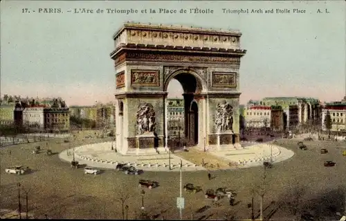 Ak Paris VIII, Arc de Triomphe et Place de l'Étoile