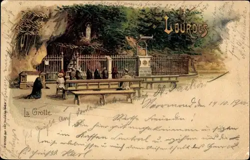 Litho Lourdes Hautes Pyrénées, la Grotte