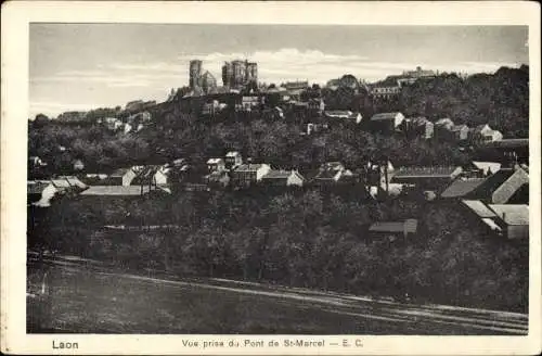 Ak Laon Aisne, vue prise du Mont St. Marcel