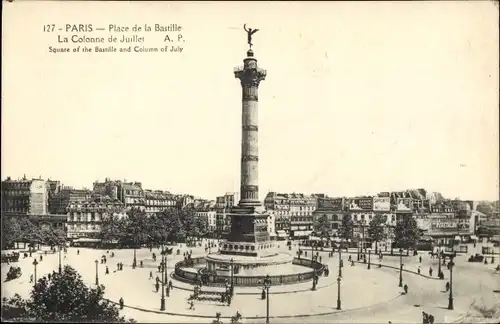 Ak Paris XII, Place de la Bastille, Colonne de Juillet