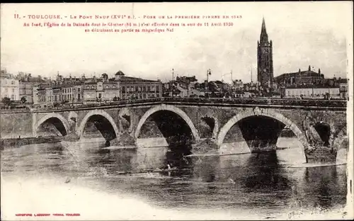 Ak Toulouse Jura, Pont Neuf, vue sur la ville