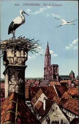 Ak Strasbourg Straßburg Elsass Bas Rhin, Nid de Cigognes