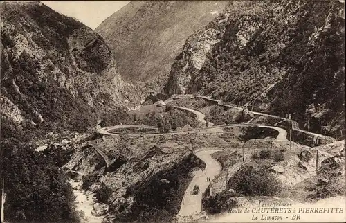 Ak Cauterets Hautes Pyrénées, Route de Cauterets a Pierrefitte, Le Limacon