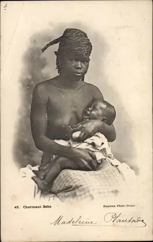 Ak Senegal, Charmant Bébé, Afrikanerin, Mutter mit Säugling