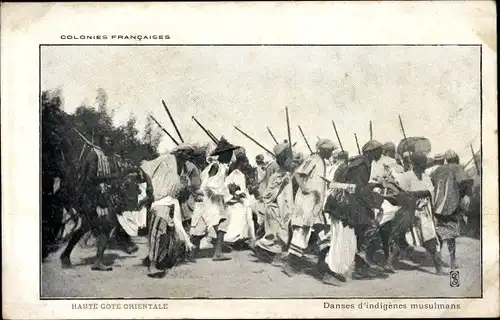 Ak Elfenbeinküste, Danses d'indigenes musulmans, muslimische Afrikaner beim Tanz