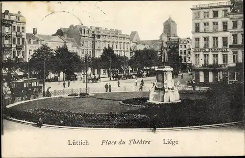 Ak Liège Lüttich Wallonien, Place du Theatre