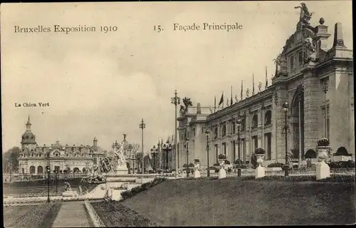 Ak Bruxelles Brüssel, Exposition 1910, Facade Principale, Chien Vert