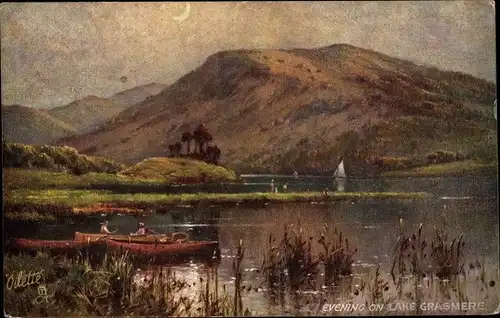 Künstler Ak Grasmere Lake District Cumbria England, Evening on Lake Grasmere