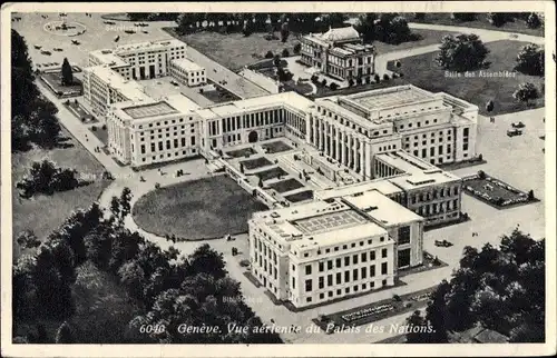Ak Genève Genf Schweiz, Palais des Nations, Bibliothek, Luftbild