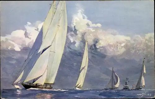 Künstler Ak Sebille, A., Yachts a voile de grande serie en course, Segelboote