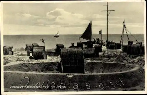 Ak Kellenhusen an der Ostsee, Am Strand, Strandkörbe