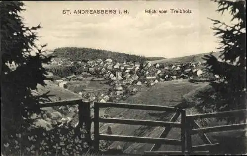 Ak Sankt Andreasberg Braunlage im Oberharz, Blick vom Treibholz auf den Ort