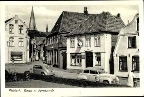 Ak Meldorf in Holstein, Zingelstraße, Spreestraße, Autos