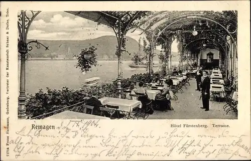 Ak Remagen am Rhein, Hotel Fürstenberg, Terrasse