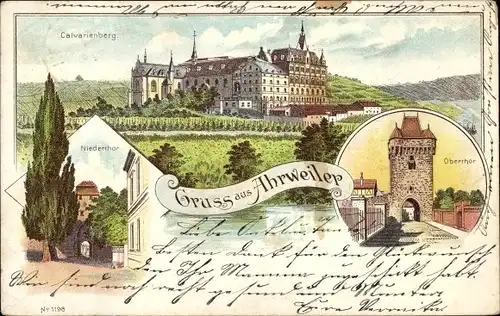 Litho Bad Neuenahr Ahrweiler in Rheinland Pfalz, Kalvarienberg, Nidertor, Obertor