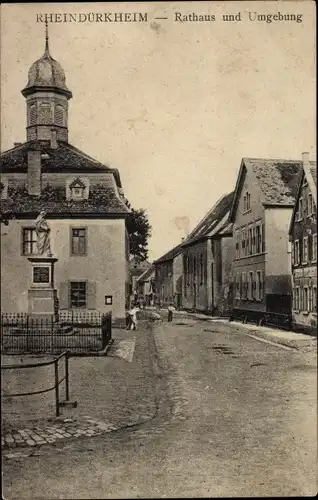 Ak Rheindürkheim Worms am Rhein, Rathaus, Straßenansicht