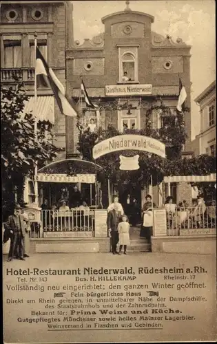 Ak Rüdesheim am Rhein, Hotel-Restaurant Niederwald, Rheinstraße 17