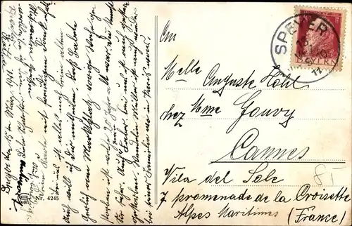 Künstler Briefmarken Ak Engelhard, P.O.E., Abschied der alten bayerischen Marke