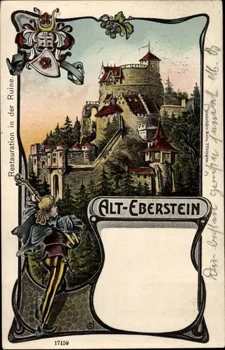 Wappen Litho Baden Baden am Schwarzwald, Burg Alt-Eberstein