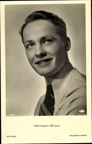 Ak Schauspieler Hermann Braun, Portrait, Ross 3315/1