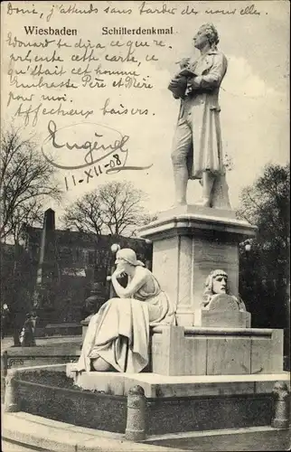 Ak Wiesbaden in Hessen, Schillerdenkmal