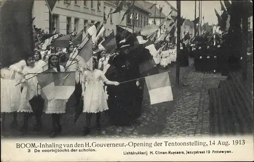 Ak Boom Flandern Antwerpen, Inhaling van den H.Gouverneur Opening der Tetoonstelling 1913