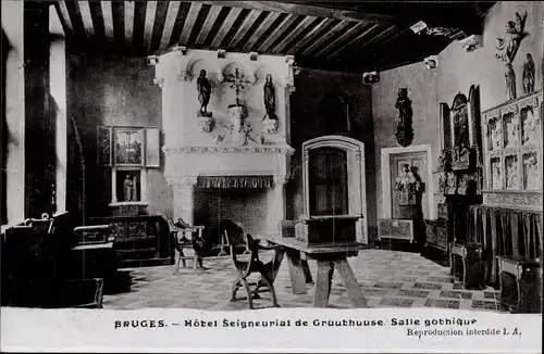 Ak Bruges Brügge Flandern Westflandern, Hotel Seigneurial de Gruuchuuse, Salle gothique