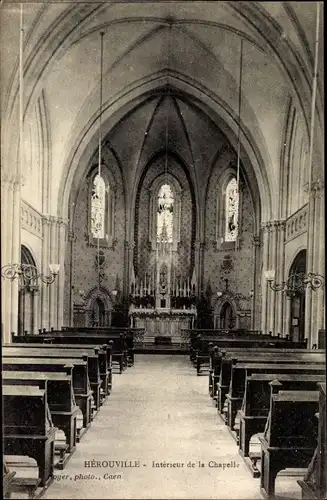 Ak Hérouville Saint Clair Calvados, Interieur de la Chapelle