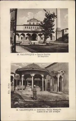 Ak Saloniki Thessaloniki Griechenland, Blick auf St. Sophie, Inneres einer alten Moschee