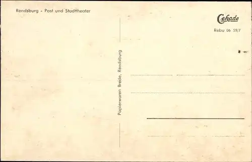 Ak Rendsburg in Schleswig Holstein, Post und Stadttheater