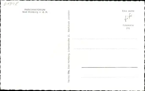 Ak Bad Homburg vor der Höhe Hessen, Parksanatorium
