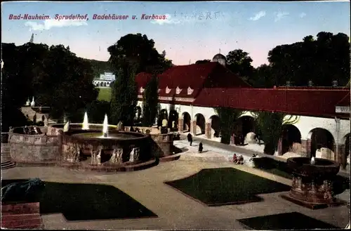 Ak Bad Nauheim in Hessen, Sprudelhof, Badehäuser und Kurhaus